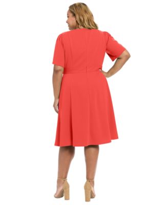 Plus Size Short-Sleeve V-Neck Dress