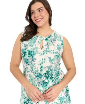 Plus Size Sleeveless Keyhole Neck Midi Dress