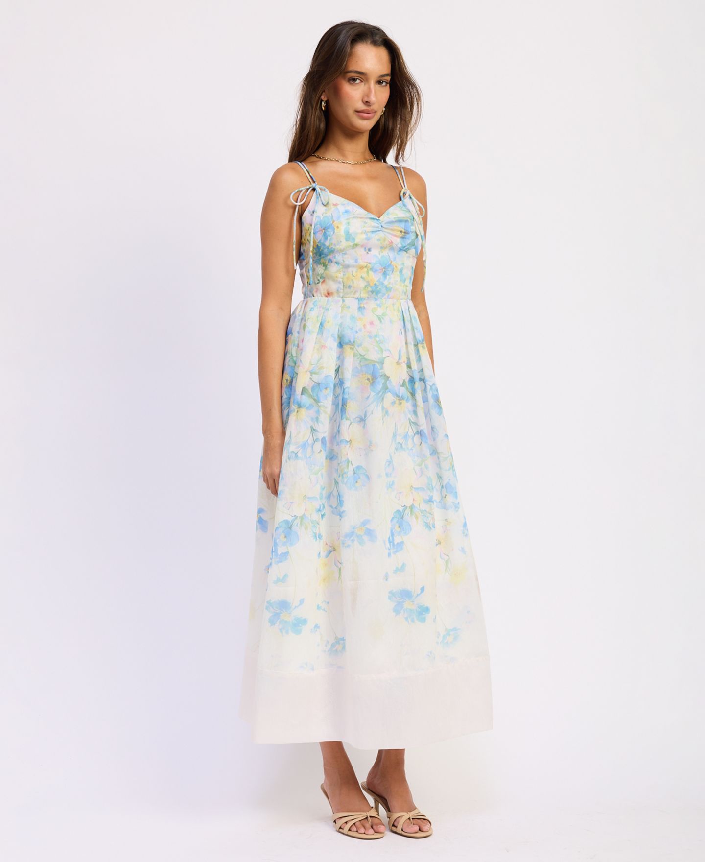 Женское платье En Saison Vivian Sleeveless Midi, цвет: Слоновая кость синий жёлтый — фото 6