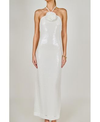 Women's Rose Haltered Sequins Maxi Dress