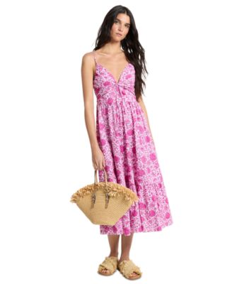 Women's Sleeveless V-Neck Floral Midi Dress