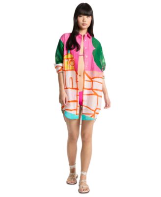 Women's Long-Sleeve Tropez Printed Shirt-Dress