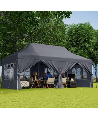 10 x 20 FT Canopy w/ 6 Detachable Sidewalls Carrying Bag UPF50+ Sun Protection