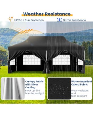 10 x 20 FT Canopy w/ 6 Detachable Sidewalls Carrying Bag UPF50+ Sun Protection