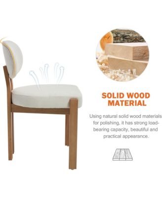 Wooden Dining Chairs Set of 2, Modern Fabric Upholstered Kitchen Chairs with Curved Backrest, Solid Wood Legs for Dining Room