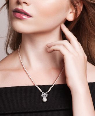 Cultured Freshwater Pearl & White Topaz (3/4 ct. t.w.) Necklace in Sterling Silver