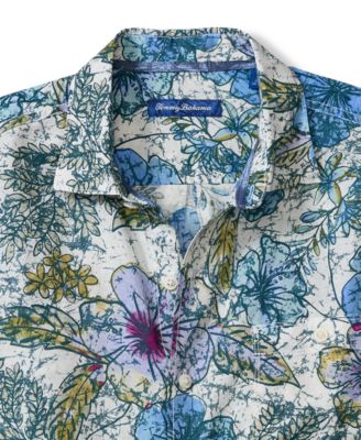 Men's Sand Linen Al Fresco Blooms Short-Sleeve Shirt