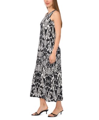Women's Sleeveless Crew Neck Keyhole Back Maxi Dress