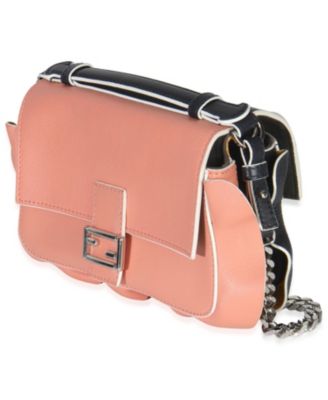 Black Pink Leather Wave Double Micro Baguette