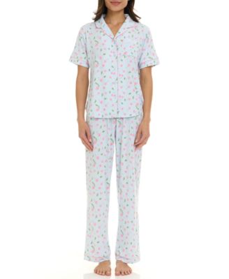Women's Short-Sleeve Top and Pajama Pants, 2-Piece Set