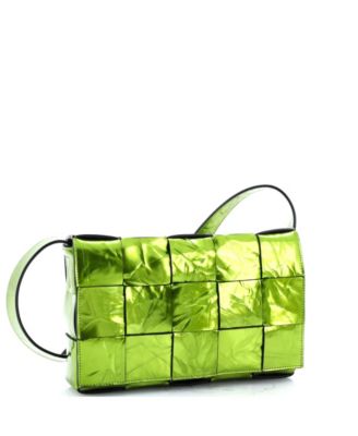 Cassette Crossbody Bag Maxi Intrecciato Crinkled Metallic Leather