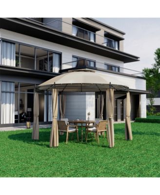 11.5' Outdoor Patio Round Dome Gazebo Canopy Shelter Double Roof Steel