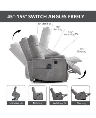 Chenille Power Lift Recliner Chair for Elderly with Massage, Heat & USB, Single Motor Electric Recliner for Seniors