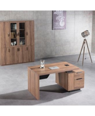 Modern Width Adjustable Home office Desk with Storage Cabinet