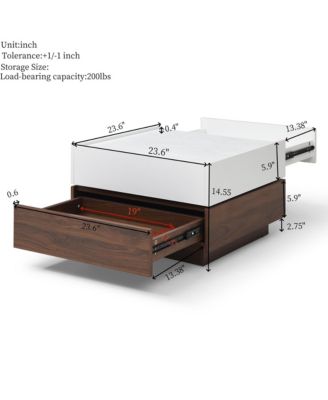 Rotating Coffee Table - Square Wood Center Table with 2 Drawers and Swivel Tabletop, Side Table for Living Room, Bedroom