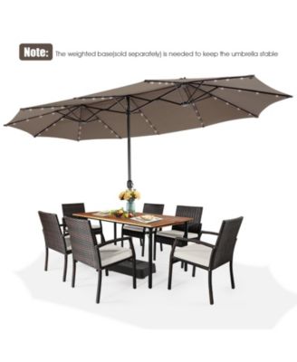 15 Feet Twin Patio Umbrella with 48 Solar LED Lights