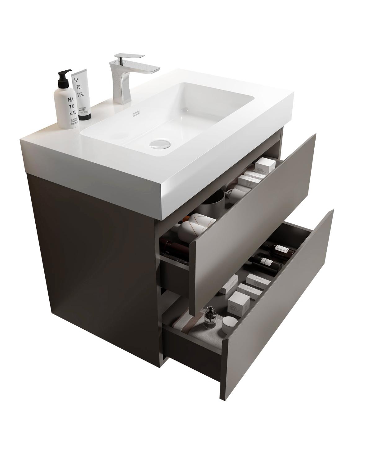Sillysis 30" Wall Mounted Bathroom Vanity with Sink, Modern Minimalist Floating Bathroom Vanity without Faucet, Pre-Assembled