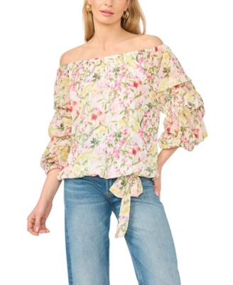Women's Off-The-Shoulder Long-Bubble-Sleeve Top