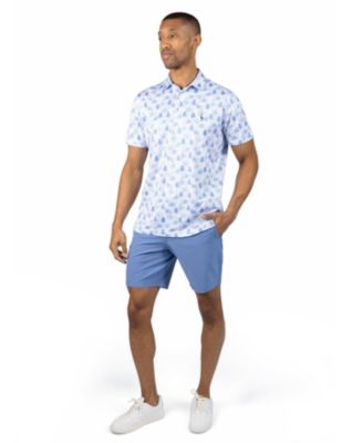 Men's Vintage Palm Trees Printed Mesh Performance Polo