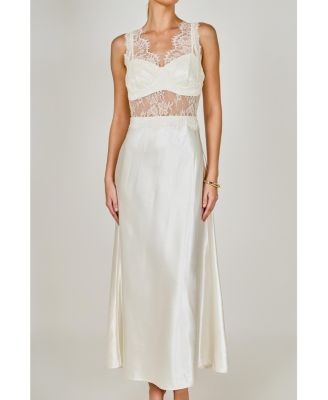 Women's Lace trim sleevesless midi dress