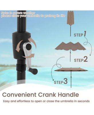 13 FT Large Patio Umbrella Outdoor Double-Sided Table Market Umbrella with Crank Handle-Coffee
