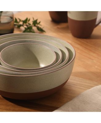 William Crest 4 Piece Nesting Serving Stoneware Reactive Bowl Set, 5”, 6.25”, 7.5”, 9”, Prep & Serving Bowls