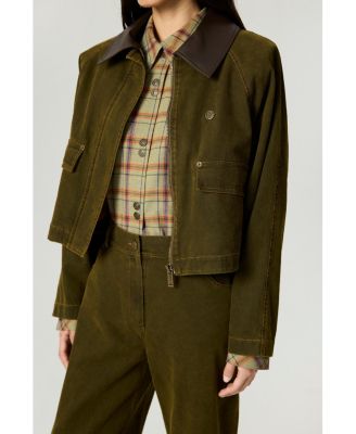 Women's Contrast Collar Utility Cropped Jacket