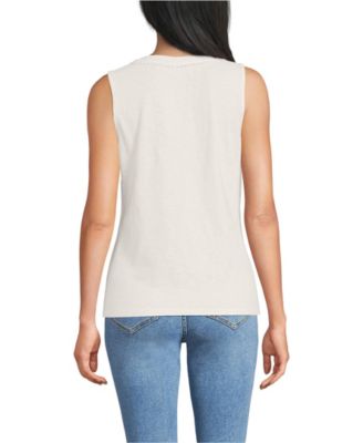 Women's Slub Decorative Trim Tank Top