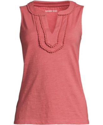Women's Slub Decorative Trim Tank Top