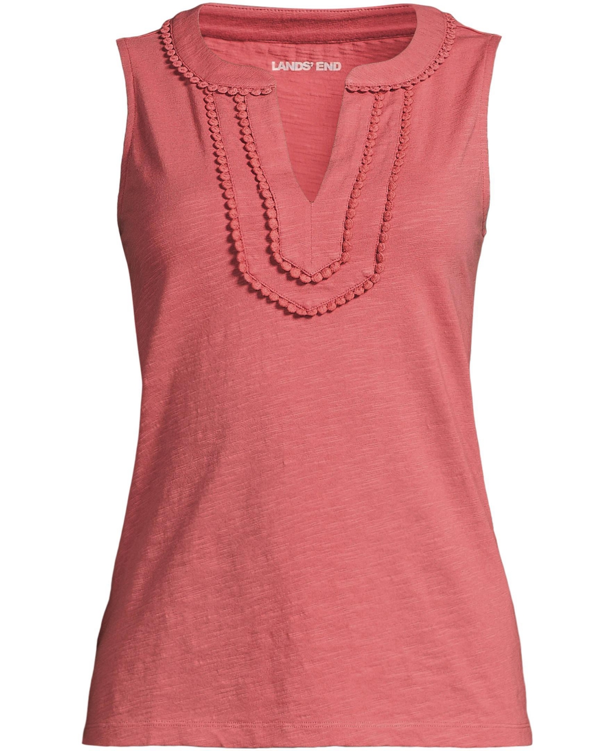 Lands' End Women's Slub Decorative Trim Tank Top