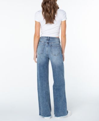 Women's Wide-Leg Fray-Hem Jeans