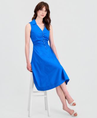 blue tahari dress Elie Tahari Size 4 Navy Paneled Designer Dress – Another Season Consignments main image 0