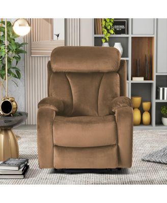 power lift recliner for elderly, velvet electric chair w/ remote, wide seat, side pocket & heavy-duty lift