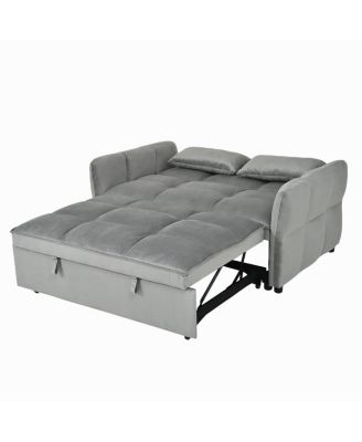 3-in-1 Velvet Pull Out Sleeper Sofa Bed with Adjustable Backrest