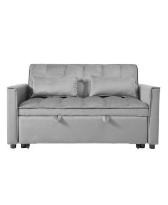 Velvet Convertible Sofa Bed with Backrest and Pillows for Small Space