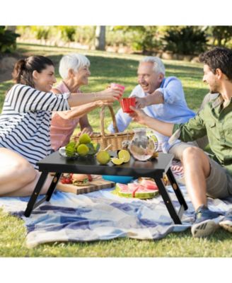 Adjustable Bamboo Laptop Desk with Tilting Top and Storage Drawer