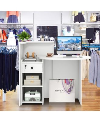 Reception Office Desk with Open Shelf and Lockable Drawer