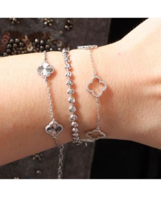 Moon Bead Chain Bracelet Sterling Silver