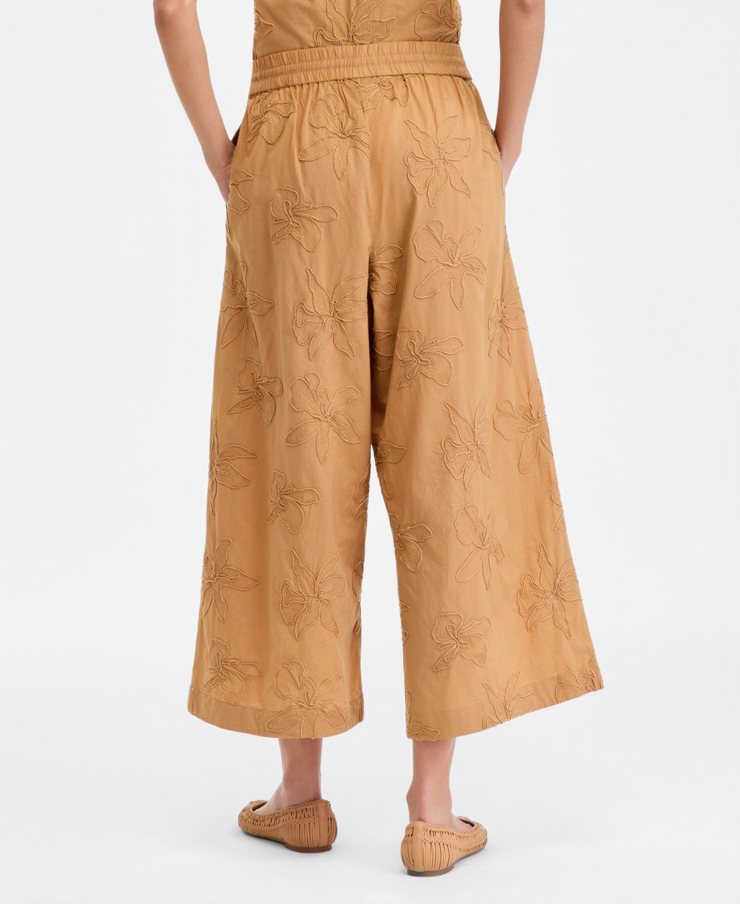 Женские брюки I.N.C. International Concepts Embroidered Cotton Cropped Pants, цвет: Карамельный — фото 3