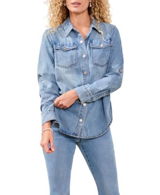 Women's Classic Denim Roll-Up Sleeves Shirt