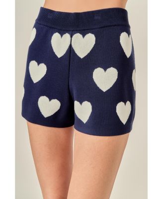 Women's Heart Patterned Knit Shorts