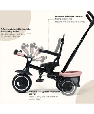 8-in-1 Kids Tricycle with Adjustable Push Handle, Canopy and Storage