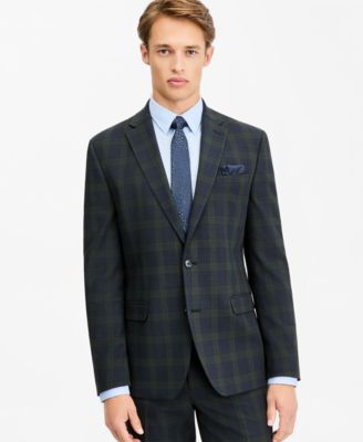 Men's Slim-Fit Green Tartan Suit Separates Jacket