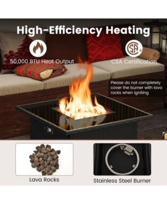 32.5 in Propane Fire Pit Table with Tempered Glass Top