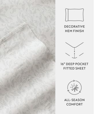 Long Staple 300-Thread Count Cotton Pattern 4-Pc. Sheet Set, California King