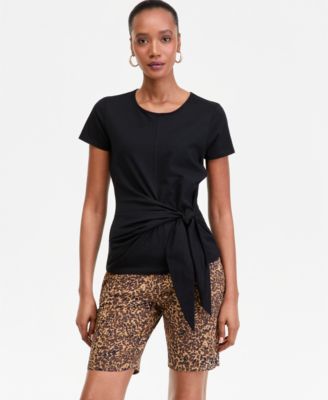 Women's Tie-Waist Short-Sleeve Cotton Top