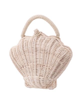 Rattan Shell Minaudiere Small Clutch Handbag
