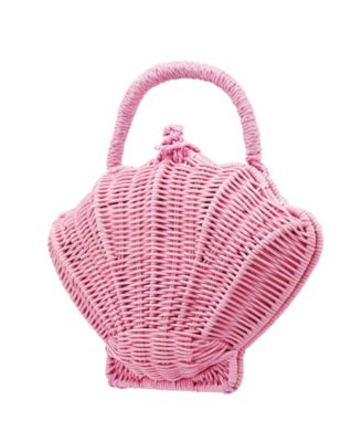 Rattan Shell Minaudiere Small Clutch Handbag