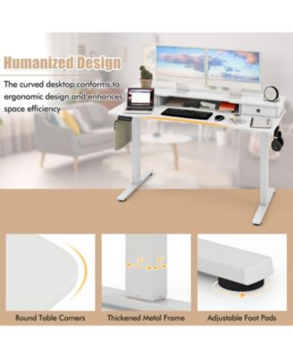 Height Adjustable Electric Standing Desk with Two Drawers