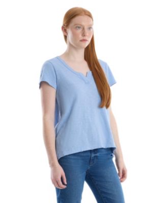 Women's Women''s Short Sleeve Placket Hi-Lo Tee